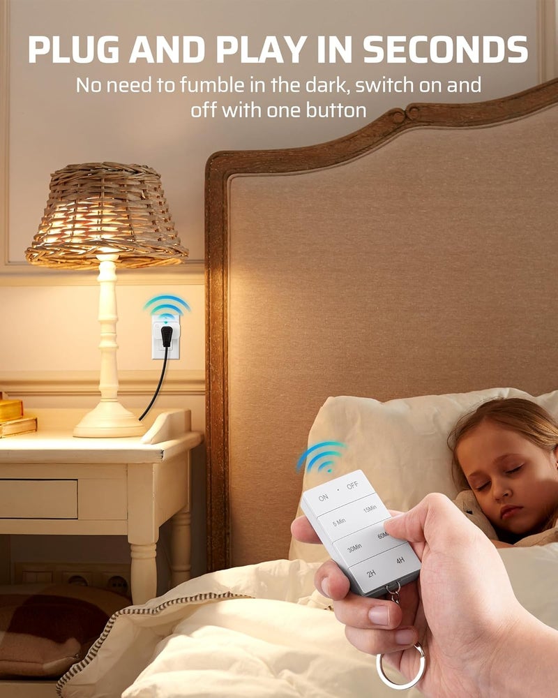 DEWENWILS DEWNEWILS Remote Control Outlet with Timer, Indoor Remote Timer Outlet, 100FT Wireless Control Range, 15A/1875W, Remote Outlet Switch Countdown Time for Christmas Decor - Image 3